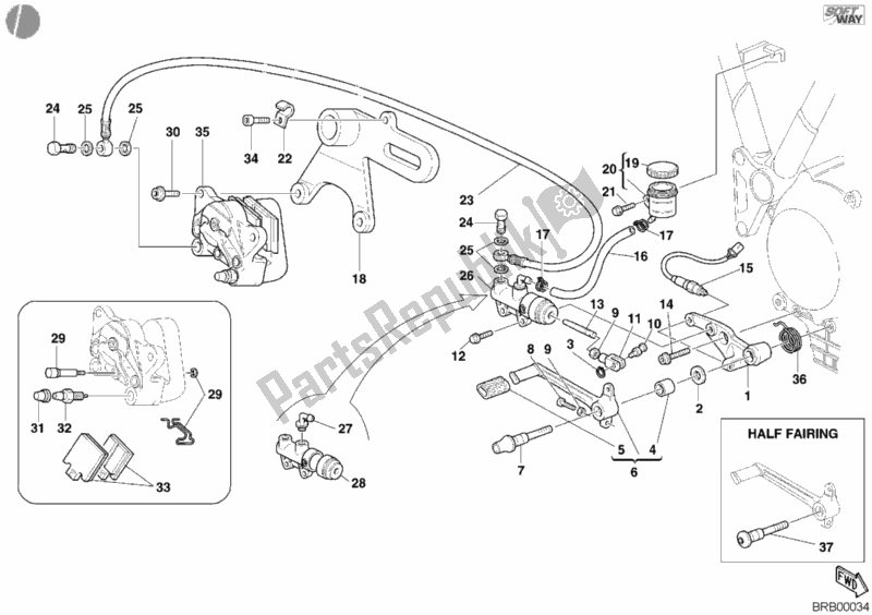 Toutes les pièces pour le Système De Freinage Arrière du Ducati Supersport 750 SS 2002